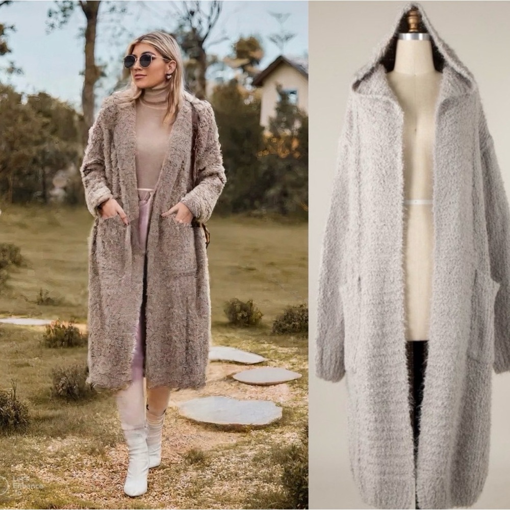 Miracle Fuzzy Gray Hooded Coat #207